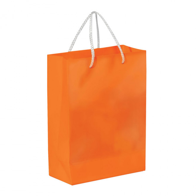 SAC PAPIER COLORE PUBLICITAIRE ANSES CORDELETTES 'YARA' 30X40X12 CM - orange