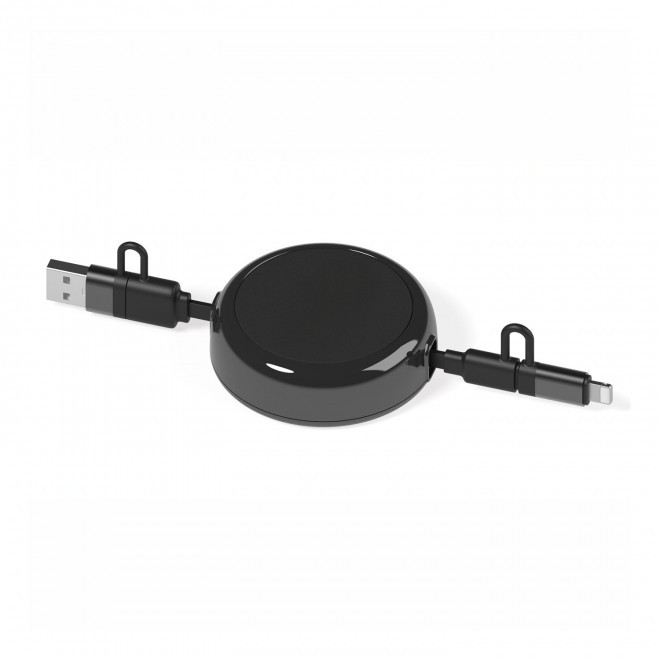 CABLE DEROULEUR PERSONNALISABLE 4 EN 1 RECYCLE 'FILO' - noir