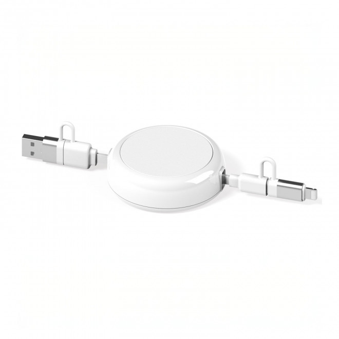 CABLE DEROULEUR PERSONNALISABLE 4 EN 1 RECYCLE 'FILO' - blanc