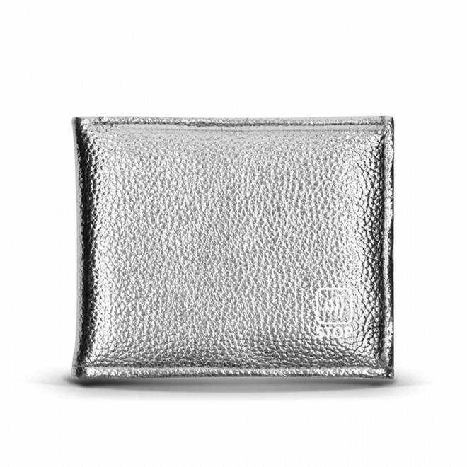 PORTE MONNAIE PERSONNALISABLE ANTI RFID 'GLOSSY POCKET' - argenté