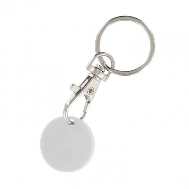 RAPIDE 4J - PORTE-CLÉS MOUSQUETON AVEC JETON PERSONNALISABLE 'SEGNO' - blanc