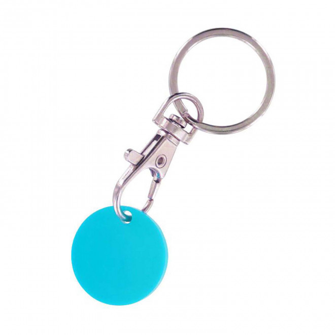 RAPIDE 4J - PORTE-CLÉS MOUSQUETON AVEC JETON PERSONNALISABLE 'SEGNO' - bleu clair