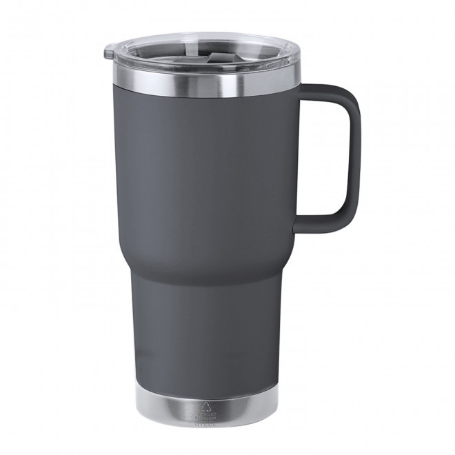 MUG ISOTHERME PERSONNALISABLE 600ML 'TENDENZA POIGNEE' - gris
