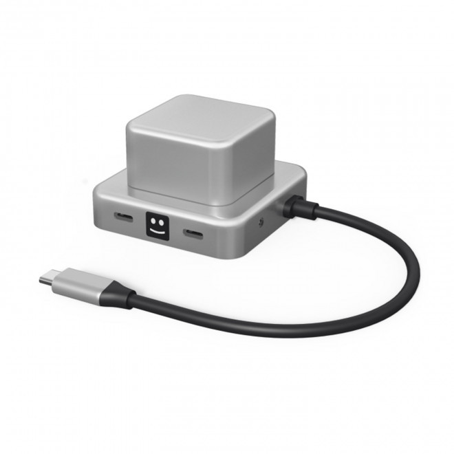 HUB PERSONNALISABLE 7 EN 1 EN ALU RECYCLE GRS 'CUBBI' - argenté