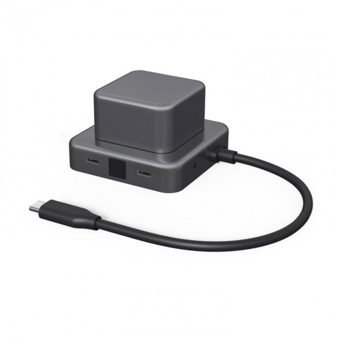 HUB PERSONNALISABLE 7 EN 1 EN ALU RECYCLE GRS 'CUBBI' - gris anthracite