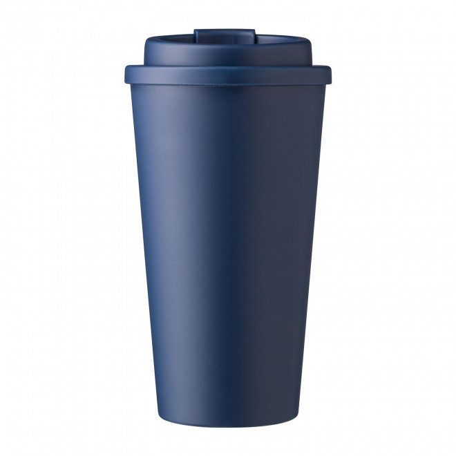 MUG DOUBLE PAROI PERSONNALISE PLASTIQUE 475ML 'BUKZ' - bleu marine