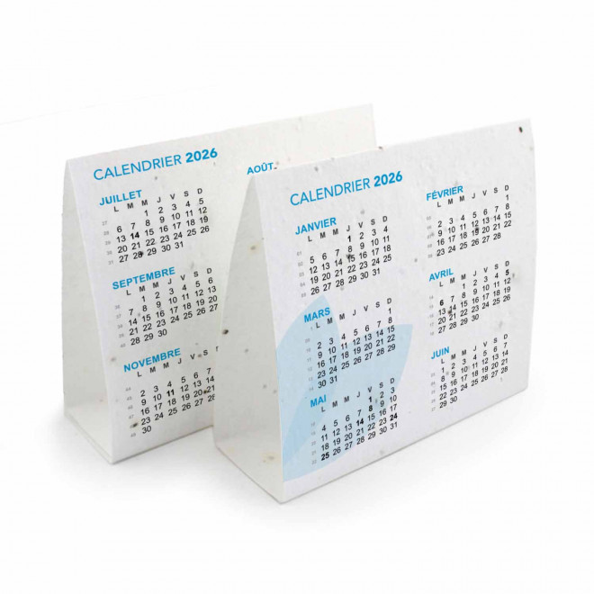 CALENDRIER PAPIER ENSEMENCÉ 'COQLA' - bleu