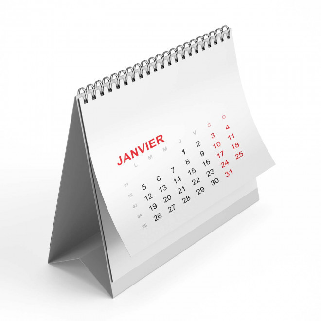 CALENDRIER CHEVALET PERSONNALISABLE 'EASEL CARRE RECYCLE' - rouge