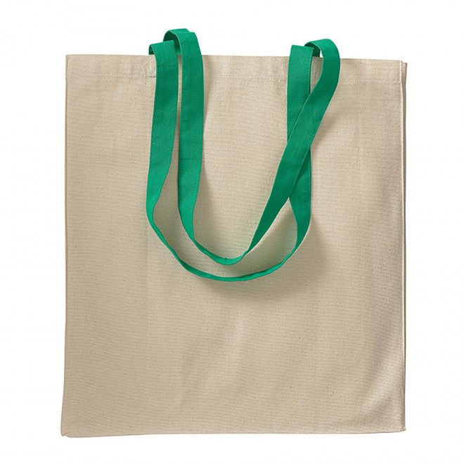 SAC SHOPPING PERSONNALISÉ EN COTON NATUREL AVEC SOUFFLET 'TERESA' 220 GR/M² - vert