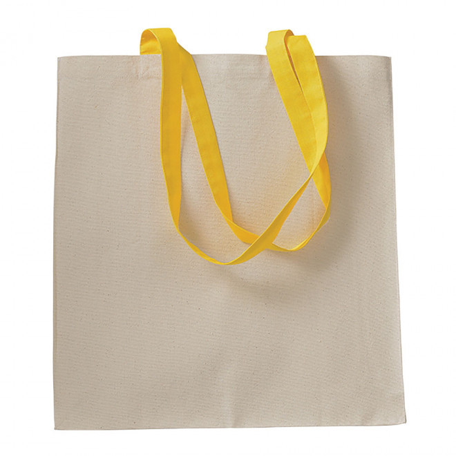 SAC SHOPPING PERSONNALISÉ EN COTON NATUREL AVEC SOUFFLET 'TERESA' 220 GR/M² - jaune