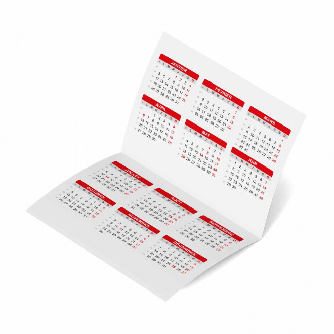 CALENDRIER POCHE PERSONNALISABLE 'FOLDO' - rouge