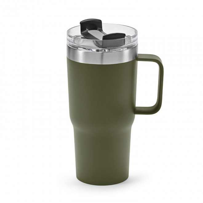 MUG PERSONNALISABLE ISOTHERME RECYCLE 580ML 'TENDENZO' - vert kaki