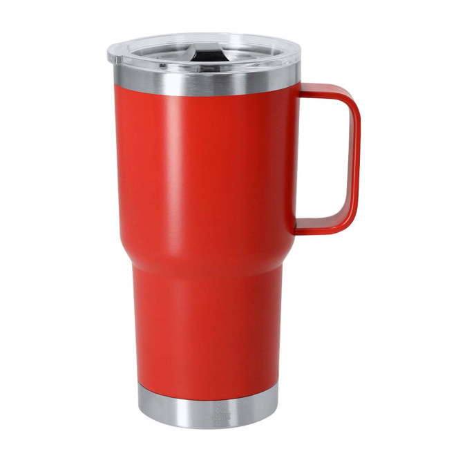 MUG ISOTHERME PERSONNALISABLE 600ML 'TENDENZA POIGNEE' - rouge