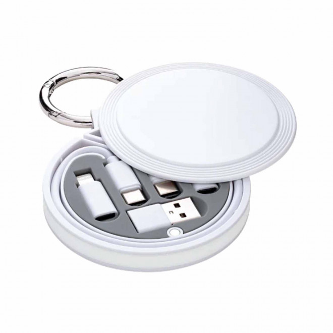 CABLE CHARGE 6 EN 1 PERSONNALISABLE 'RONDINO' - blanc