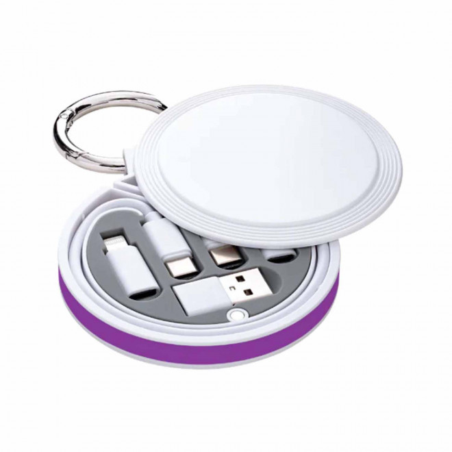 CABLE CHARGE 6 EN 1 PERSONNALISABLE 'RONDINO' - violet