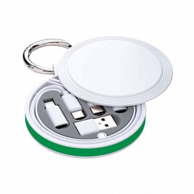 CABLE CHARGE 6 EN 1 PERSONNALISABLE 'RONDINO' - vert foncé