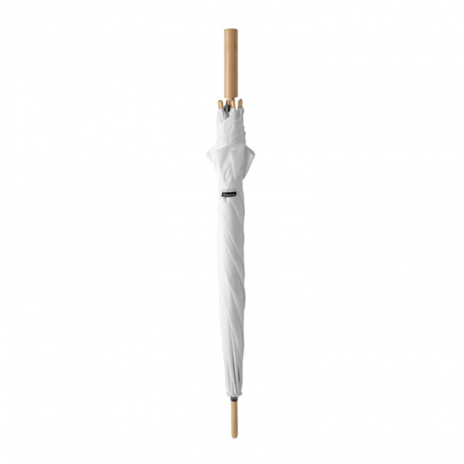 PARAPLUIE MANCHE DROIT BAMBOU PERSONNALISABLE 'BAMPLUI' - blanc