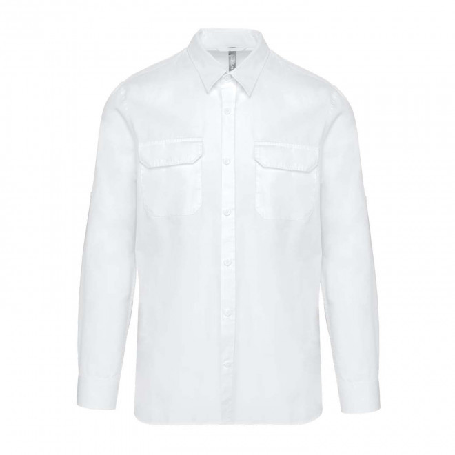 CHEMISE HOMME RETROUSSABLE PERSONNALISABLE 'EXPLORER ROLL' - blanc