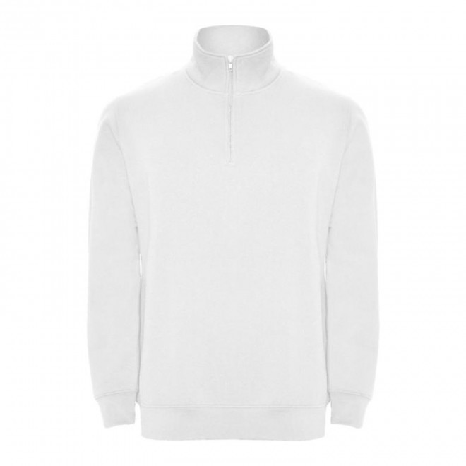 SWEAT-SHIRT MIXTE DEMI-ZIP PERSONNALISABLE 'RAPHAEL' - blanc