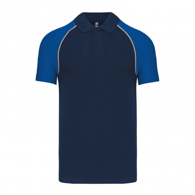 POLO MIXTE RAGLAN PERSONNALISABLE 'DUALTONE' - bleu marine/bleu royal