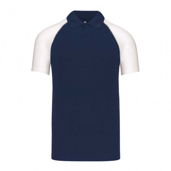POLO MIXTE RAGLAN PERSONNALISABLE 'DUALTONE' - bleu marine/blanc