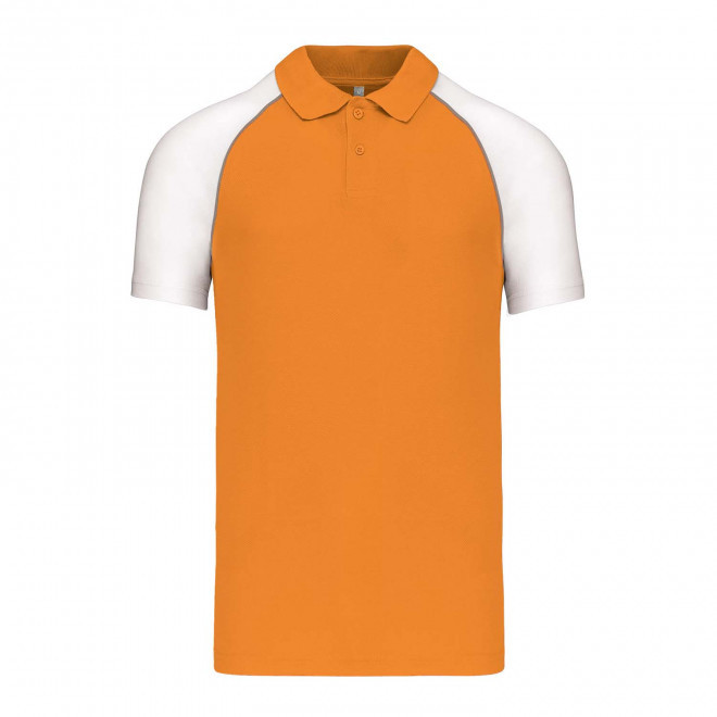 POLO MIXTE RAGLAN PERSONNALISABLE 'DUALTONE' - orange/blanc
