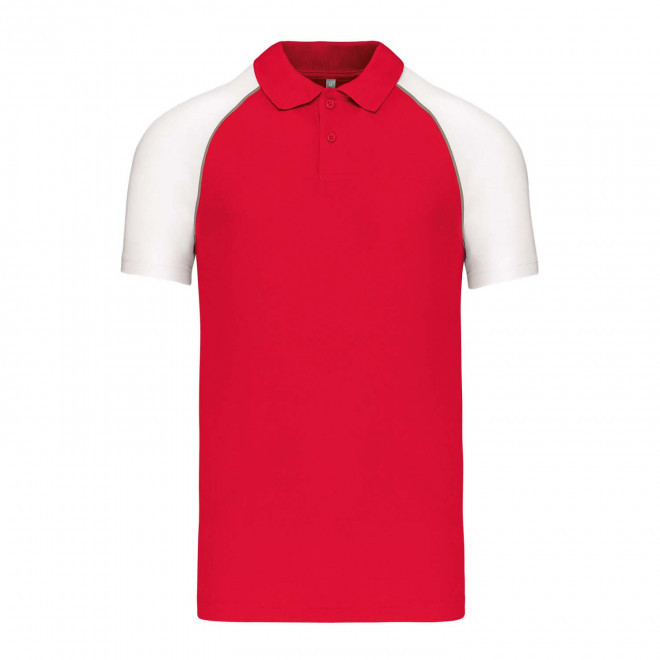 POLO MIXTE RAGLAN PERSONNALISABLE 'DUALTONE' - rouge/blanc