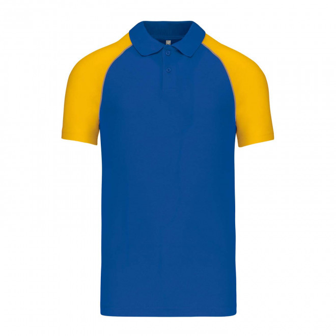 POLO MIXTE RAGLAN PERSONNALISABLE 'DUALTONE' - bleu/jaune
