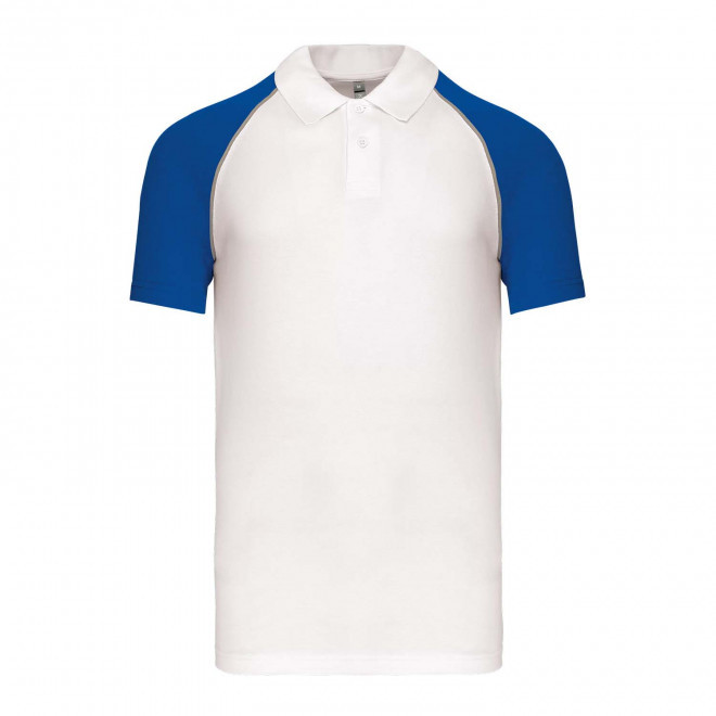 POLO MIXTE RAGLAN PERSONNALISABLE 'DUALTONE' - blanc/bleu
