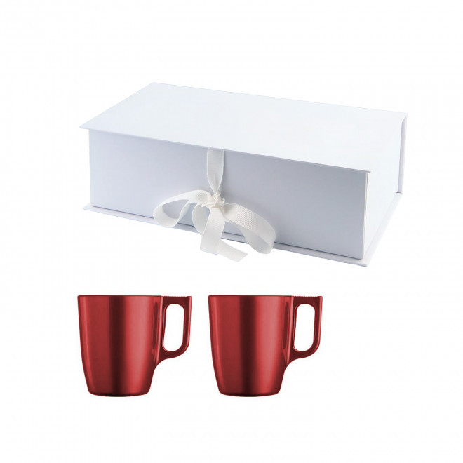 COFFRET 2 MUGS PERSONNALISABLE EN VERRE MIF 250ML 'FLASHY' - rouge