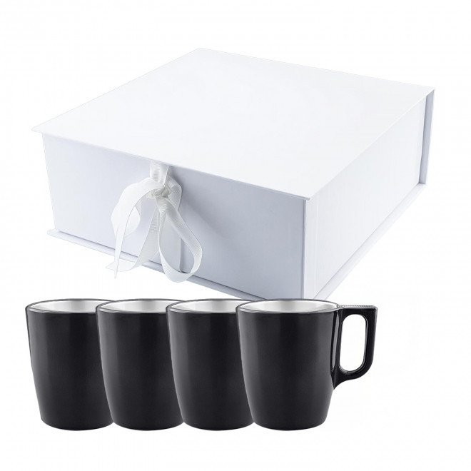 COFFRET 4 MUGS EN VERRE MIF 250ML PERSONNALISABLE 'FLASHY' - noir