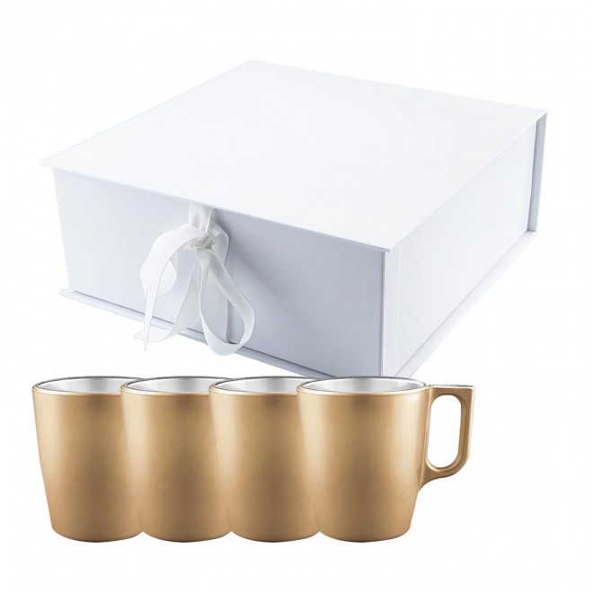 COFFRET 4 MUGS EN VERRE MIF 250ML PERSONNALISABLE 'FLASHY' - doré