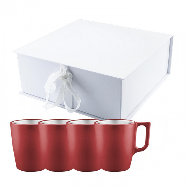 COFFRET 4 MUGS EN VERRE MIF 250ML PERSONNALISABLE 'FLASHY' - rouge