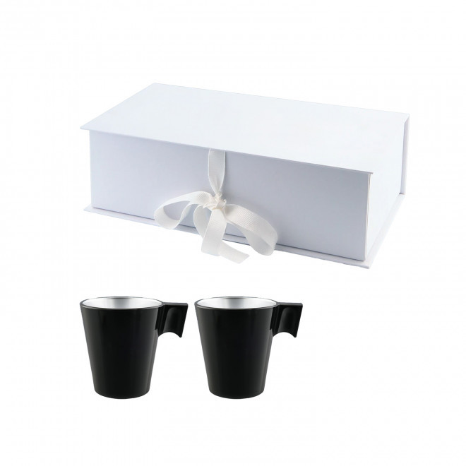 COFFRET 2 MUGS EN VERRE MIF 220ML PERSONNALISABLE 'FLASHY' - noir