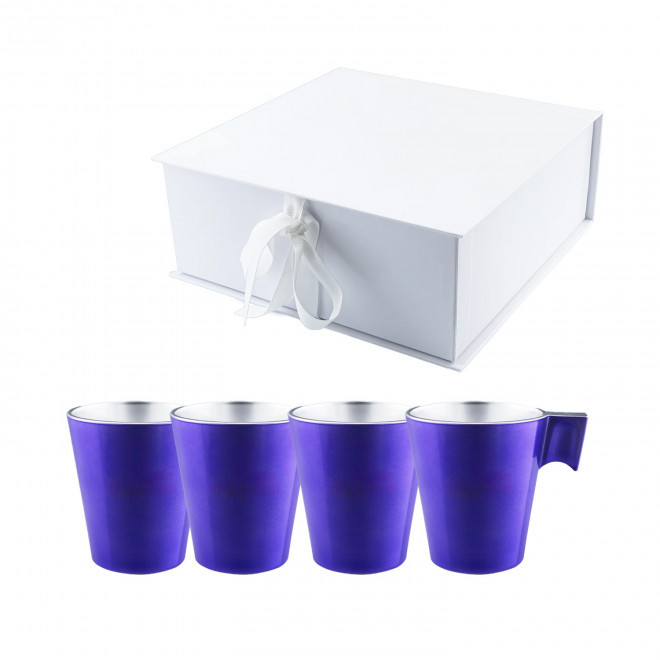 COFFRET 4 MUGS EN VERRE MIF 220ML PERSONNALISABLE 'FLASHY' - violet