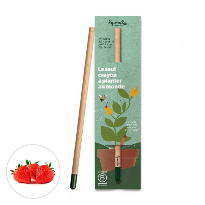 CRAYON GRAINES PERSONNALISÉ CARTONNETTE 'POUSS' - fraise