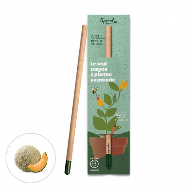 CRAYON GRAINES PERSONNALISÉ CARTONNETTE 'POUSS' - melon