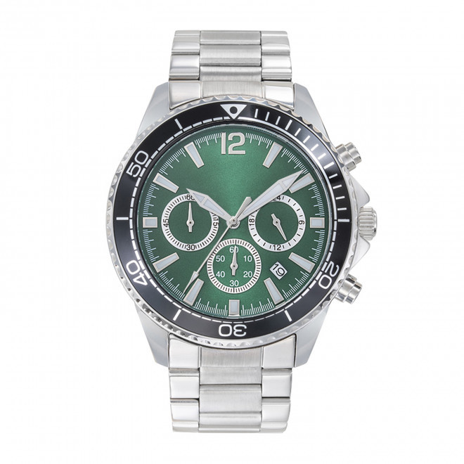 MONTRE HOMME PERSONNALISABLE 'ROMAIN ACIER' - vert
