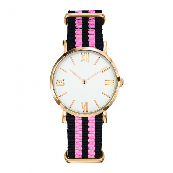 MONTRE FEMME PERSONNALISABLE 'AXELLE' - doré/noir/rose