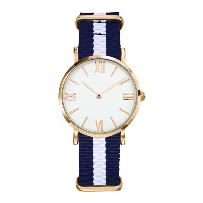MONTRE FEMME PERSONNALISABLE 'AXELLE' - doré/bleu/blanc