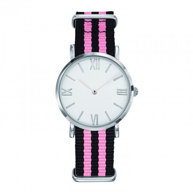 MONTRE FEMME PERSONNALISABLE 'AXELLE' - chrome/noir/rose