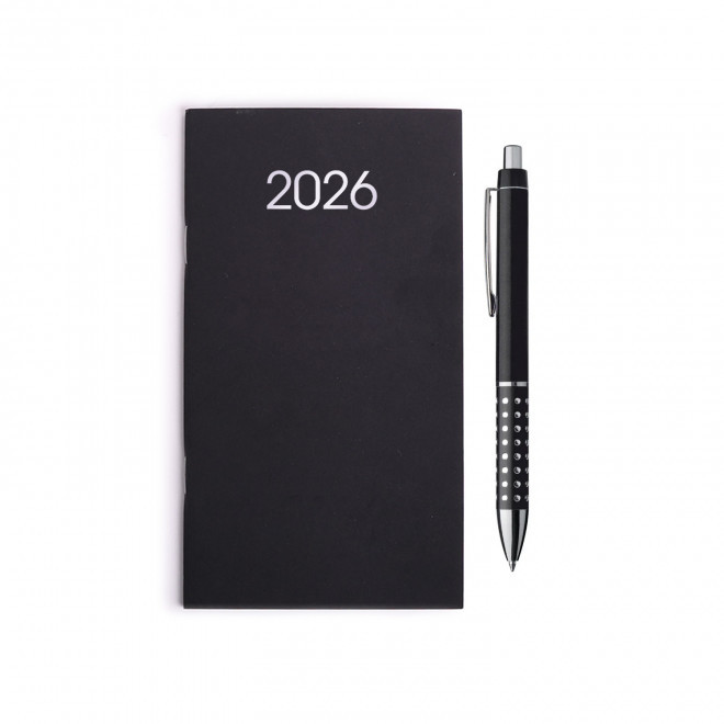 SET PUBLICITAIRE AGENDA POCHE ET STYLO 'OFFIXE PLUS' - noir
