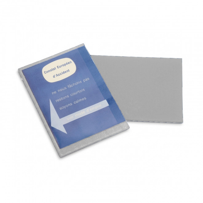 PORTE CONSTAT AMIABLE PERSONNALISE 'DRIVE SAFE' - gris clair