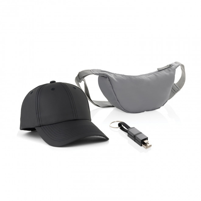 PACK PERSONNALISE CASQUETTE CABLE ET BANANE 'HIPSY' - gris