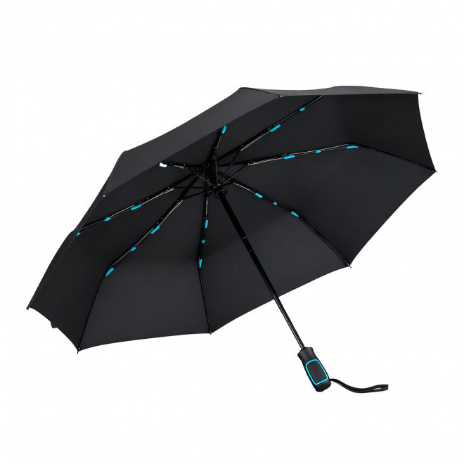 PARAPLUIE PLIABLE TEMPETE AUTO PERSONNALISABLE 'NAMIC' - noir/turquoise