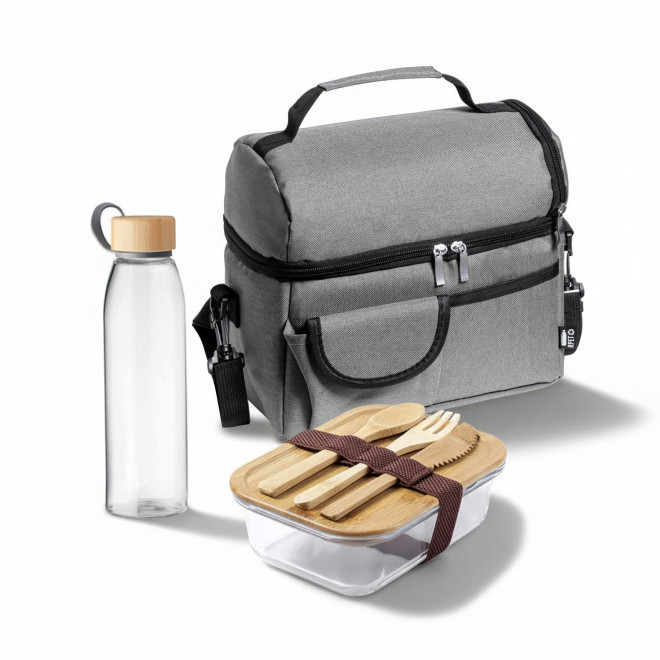 SET LUNCHBOX PERSONNALISABLE SAC ET BOUTEILLE 'GOSILI' - gris