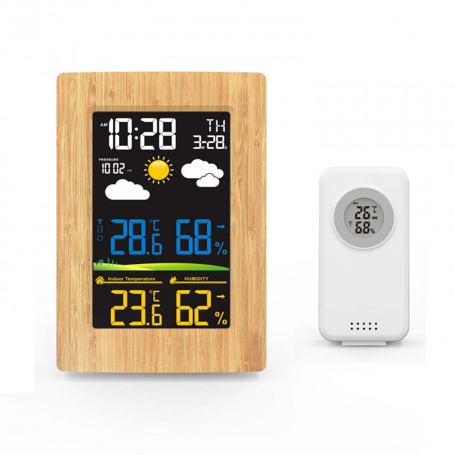 STATION METEO PERSONNALISABLE AVEC SONDE 'NOUAGE BAMBOU' - beige