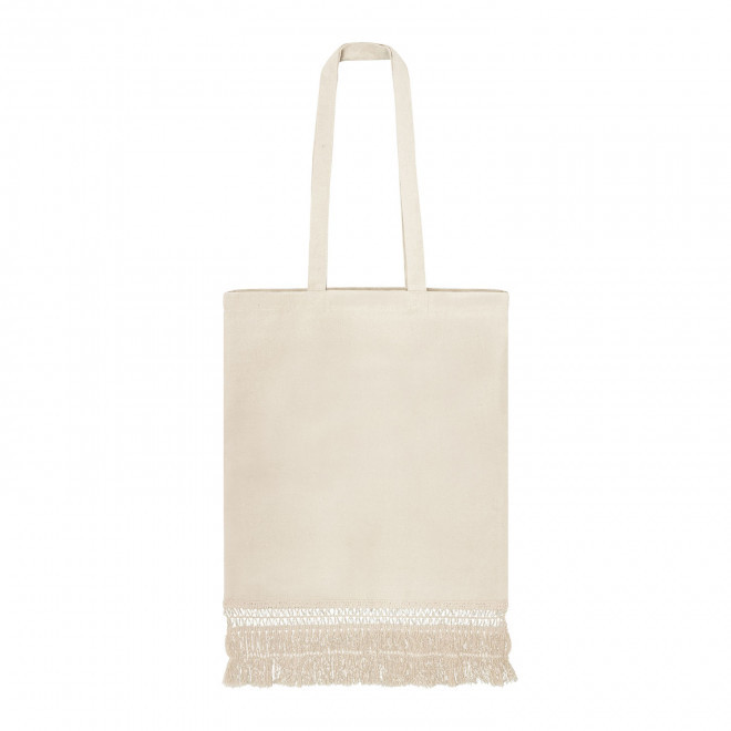 SAC EN COTON PERSONNALISABLE AVEC FRANGES 'PORTILLON' - beige