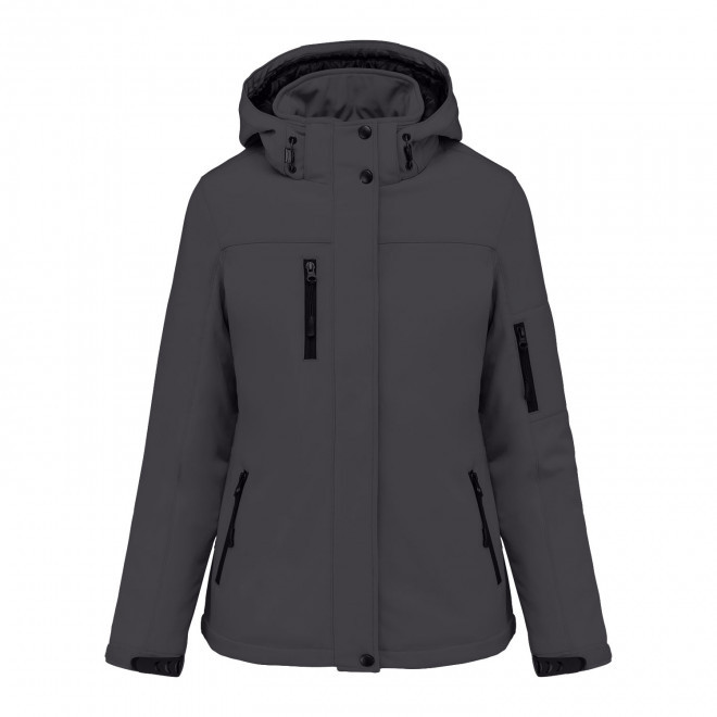 SOFTSHELL FEMME PERSONNALISABLE 'KARISOFT CAPUCHE' - gris foncé