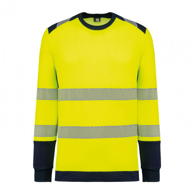 TEE-SHIRT MANCHES LONGUES SECURITE PERSONNALISABLE 'SECA' - jaune/marine